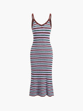 Three Tone Flowy Knit Long Dress
